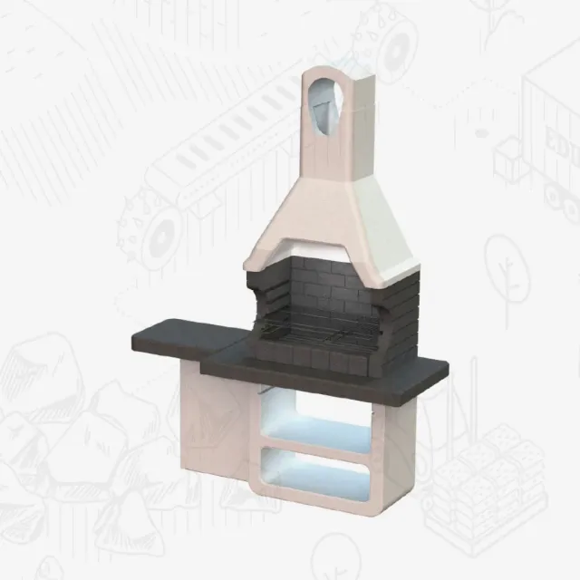 Edilbloc Ulisse barbecue cemento tavolo laterale griglia 4 altezze
