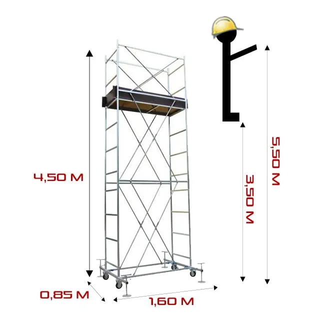 Piscopiello Real Plus trabattello 5,50 m con livellatori