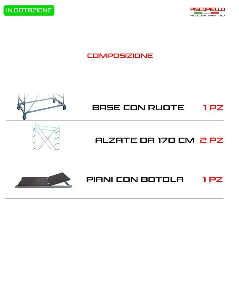 Piscopiello Real Plus trabattello 4,60 m con piano
