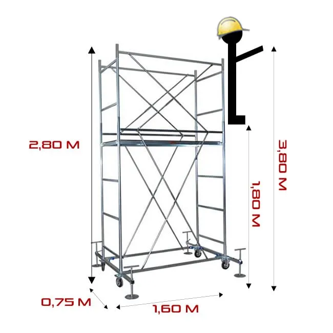 Piscopiello Real Plus trabattello 3,80 m con livellatori