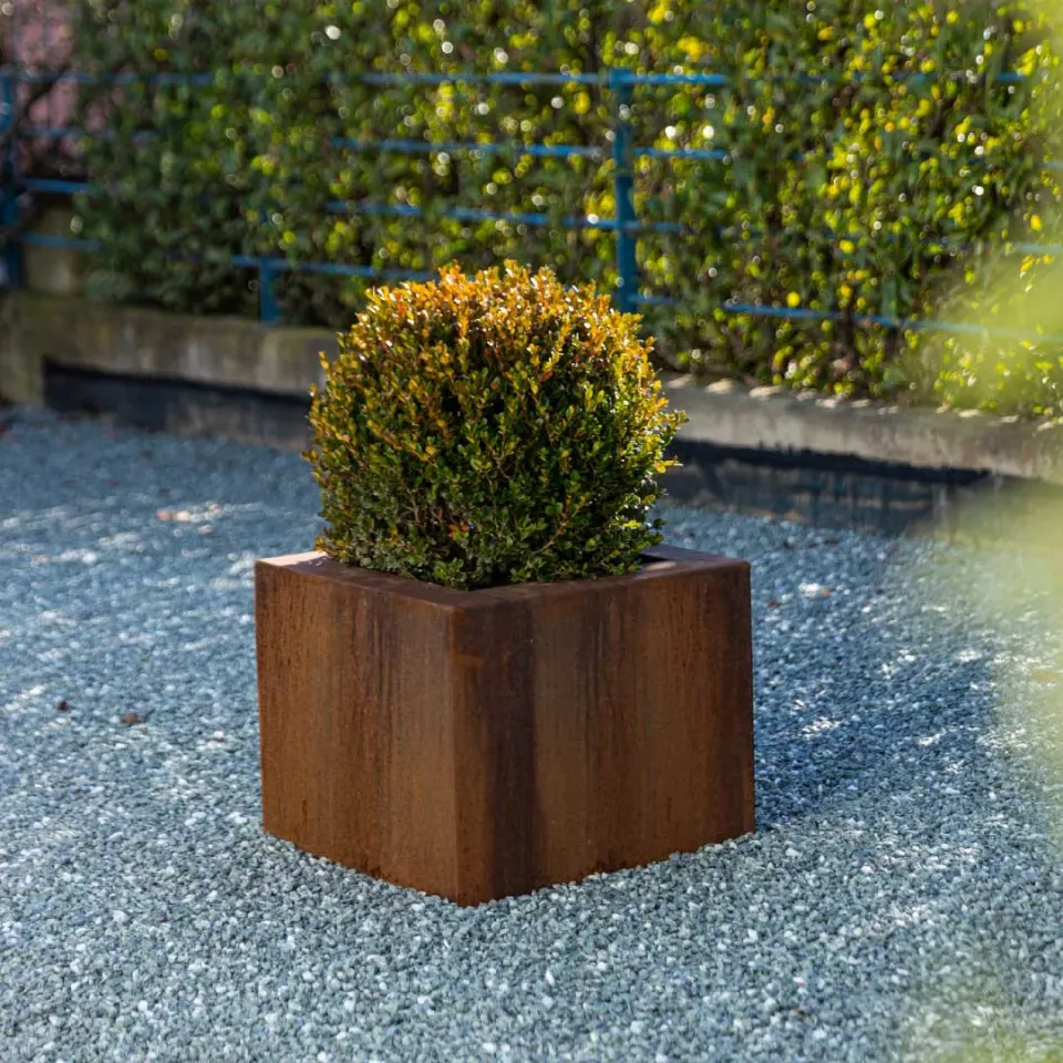 Edilbloc Vaso rivestito acciaio corten effetto ruggine